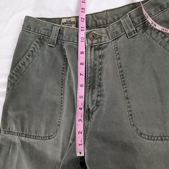 VTG Lee Dungarees Baggy Fit Cargo Olive Green Pants Carpenter Pant - Picture 8 of 10